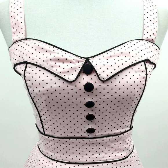Hell Bunny Vanity Dotted Dress in Pink - Picture 6 of 8